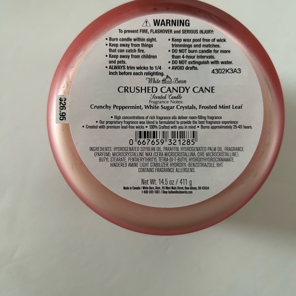 White Barn Crushed Candy Cane Pink Candle - Picture 5 of 6